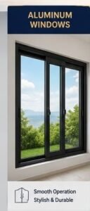 Modern window mirror with a sleek aluminum frame